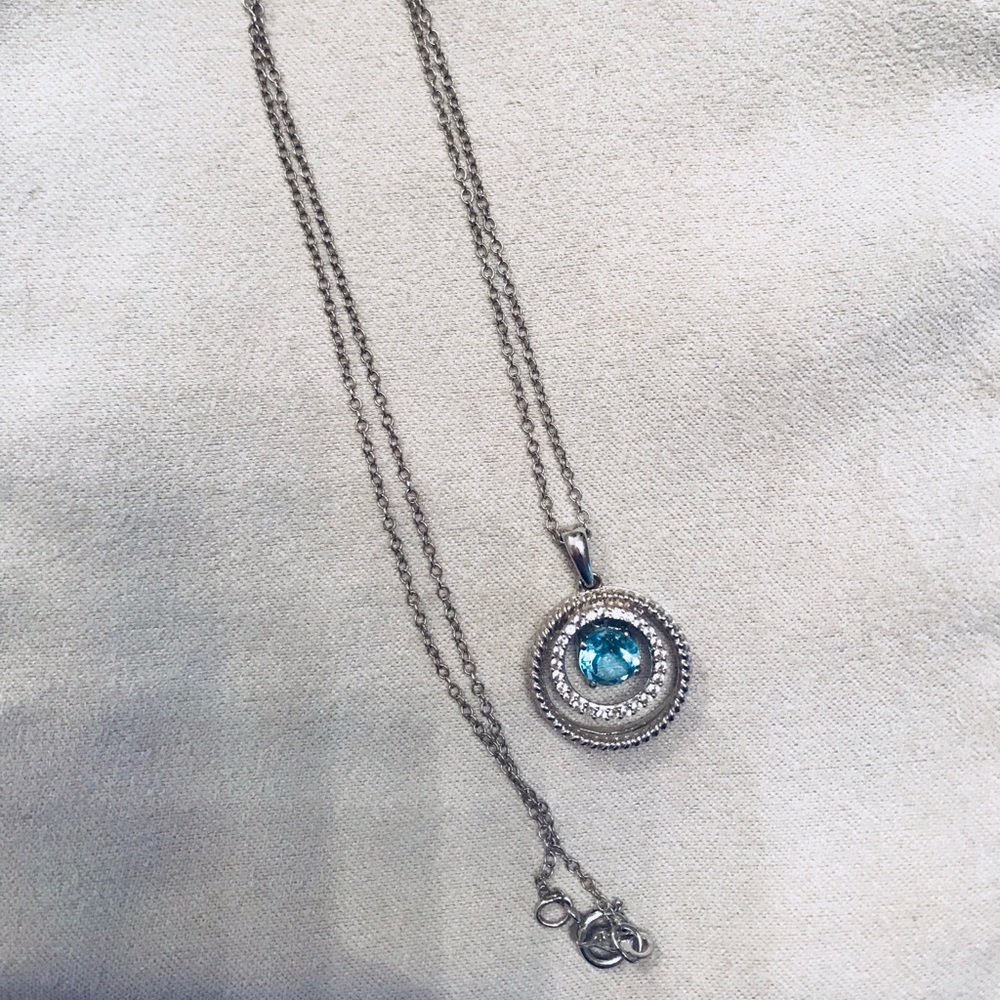 Zales Blue Topaz Circle Necklace